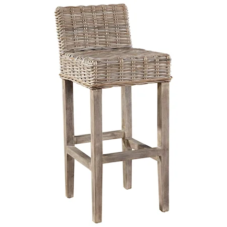 Baxter Bar Stool with Woven Kubu